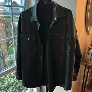 Faux Leather Shacket